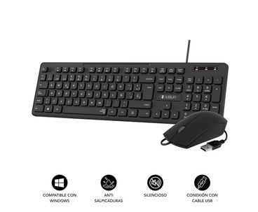 TECLADO + RATON BUSINESS SLIM SILENCIOSO WIRED NEGRO SUBBLIM