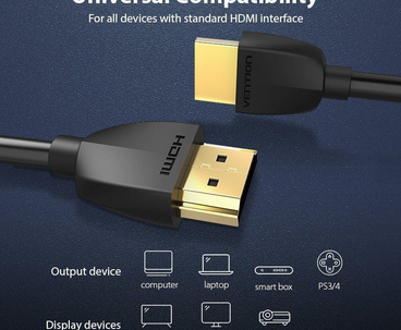 CABLE HDMI V2.0 4K M-M PORTATIL 50 CM NEGRO VENTION