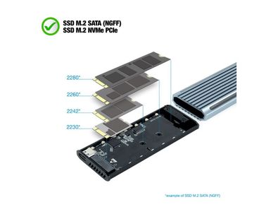 CAJA EXTERNA SSD NGFF/NVMe SHINOBI USB3.1 GEN2 USB-A RGB GRIS TOOQ