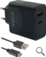 CARGADOR USB DE VIAJE/PARED 1xUSB/USB-C + CABLE USB-A A USB-C 45W NEGRO APPROX